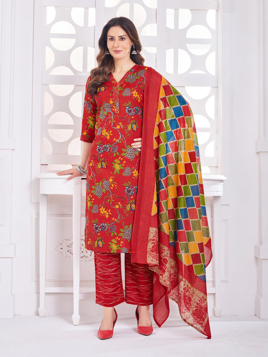 Anushree Mustard Red & Multicolor Combination Suit Set