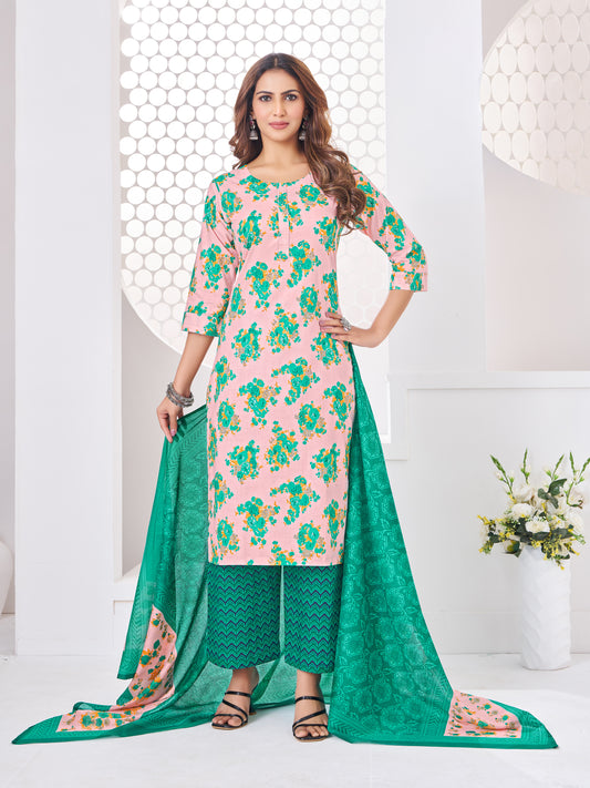 Anushree Blush Pink and Emerald Green Combination Suit Set