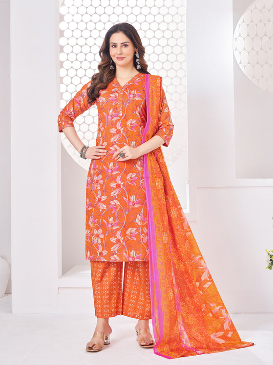 Anushree Orange and Pink Combination Suit Set