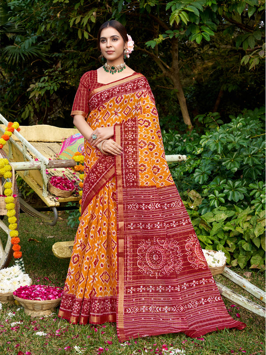 Anushka Zari Folk Inspired Ethnic Print Saree
