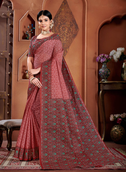 Geeta Govindam Rust Red Saree