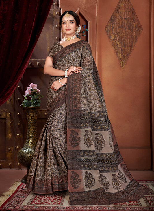 Geeta Govindam Grey Brown Saree