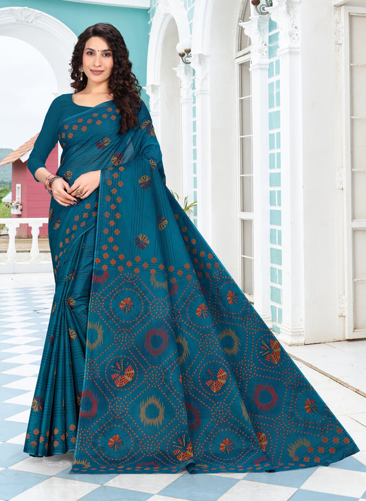 Jigna Cotton Deep Teal Saree