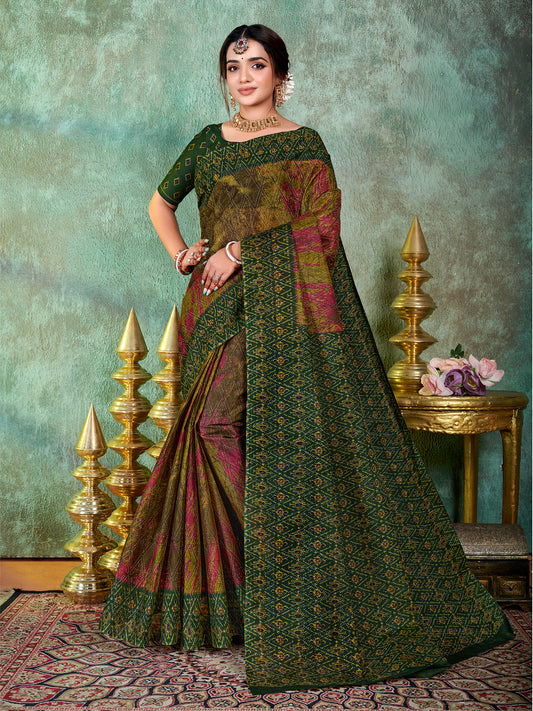 Siri Deep Green Cotton Saree
