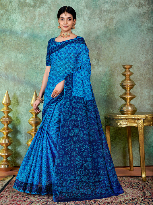 Siri Royal Blue & Deep Blue Cotton Saree