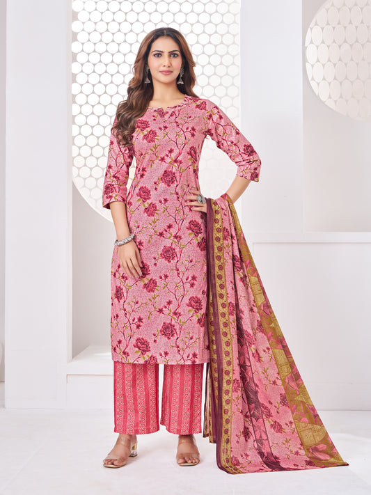 Anushree Pink and Wine Combination Suit Set
