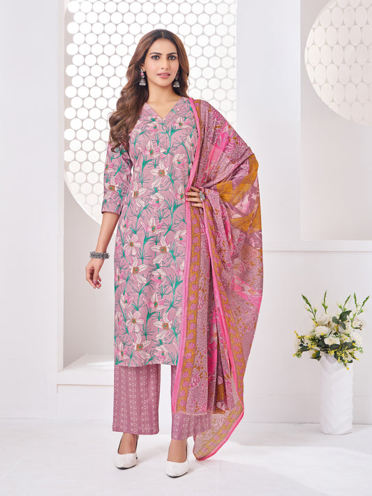 Anushree Pastel Pink and Gold Combination Suit Set