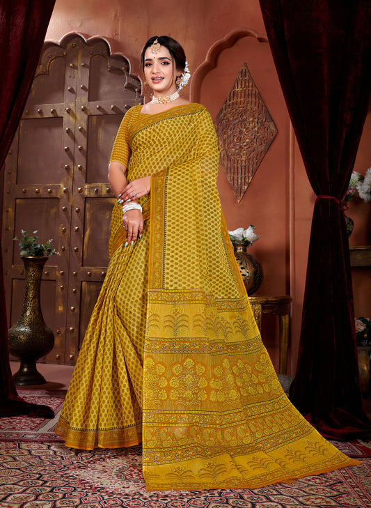 Geeta Govindam Mustard Yellow Saree