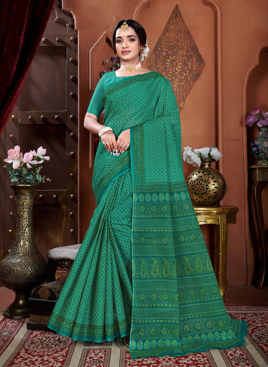 Geeta Govindam Emerald Green Saree