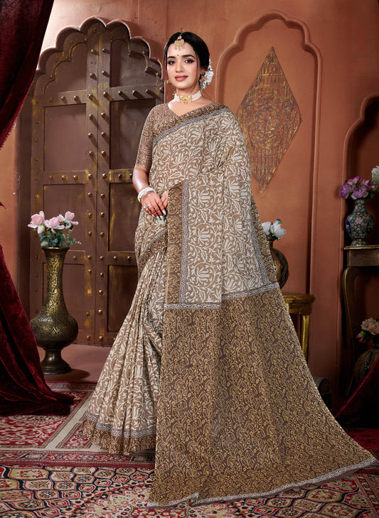 Geeta Govindam Beige Brown Saree