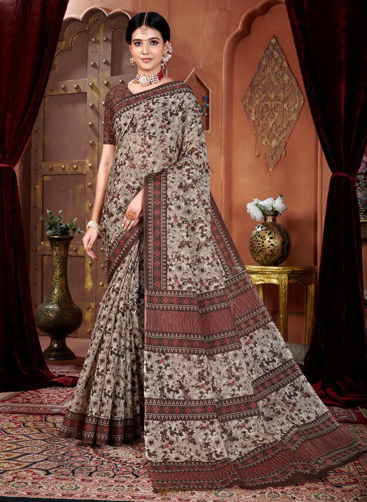 Geeta Govindam Dark Brown Saree