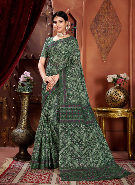 Geeta Govindam Forest Green Saree