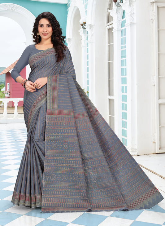 Jigna Cotton Steel Grey Saree