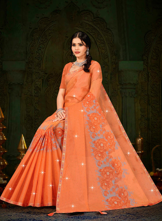SUPER LAVANYA DIAMOND CHAMKI COTTON SAREE